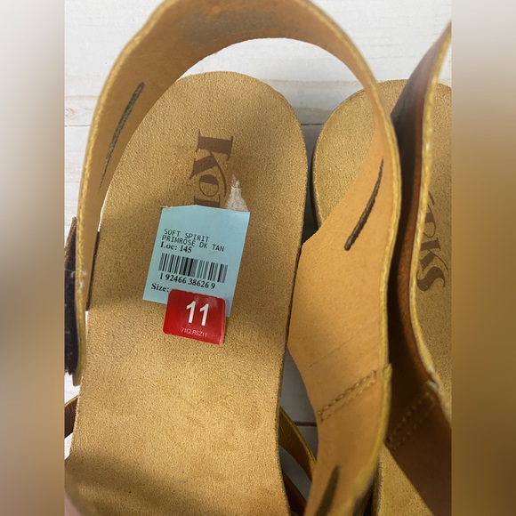 Korks Primrose Faux Leather Cork Heel Strappy Brown Tan Sandals Size 11M - Picture 6 of 10